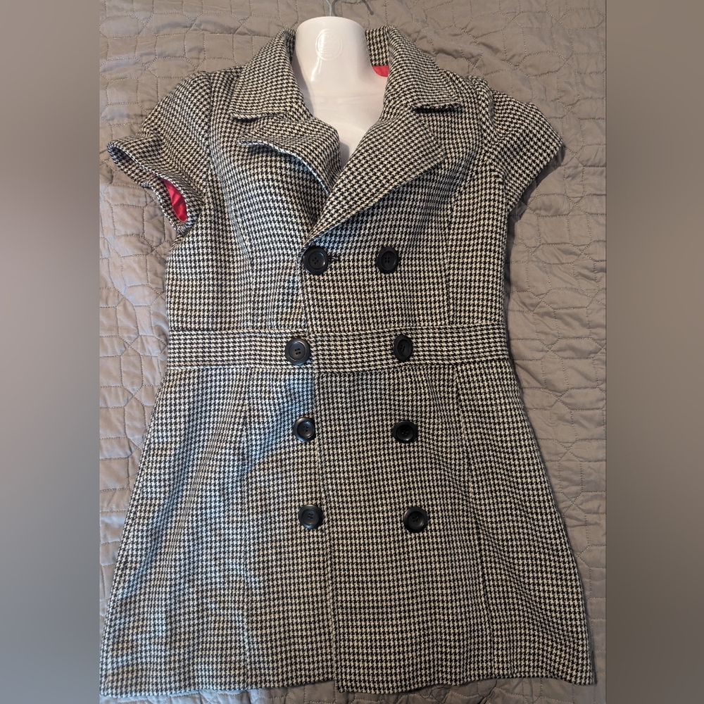 Hounds tooth short sleeve coat